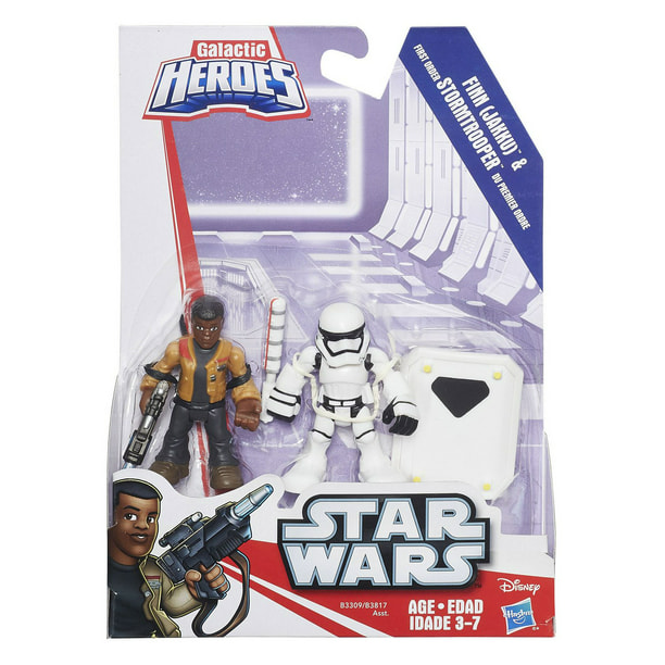 Figurines articulées Finn (Jakku) et Stormtrooper du Premier Ordre Galactic Heroes de Star Wars