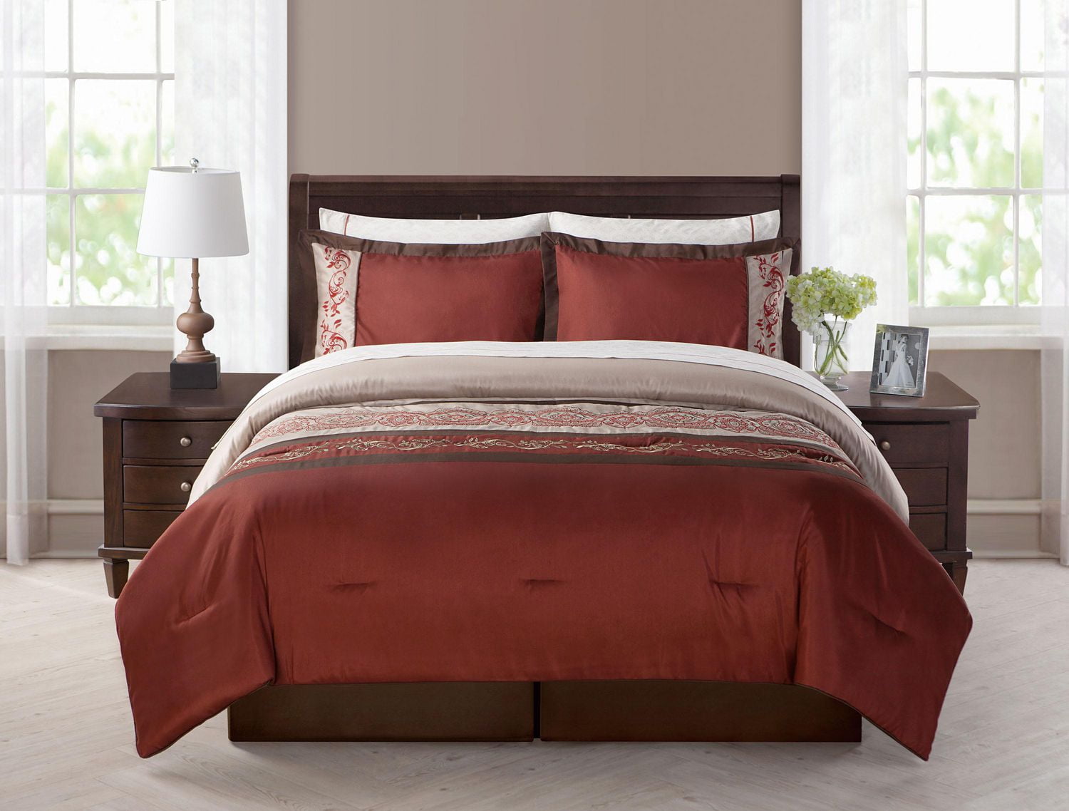 Morocco 8pc Bed In a Bag King, Burgundy Walmart Canada