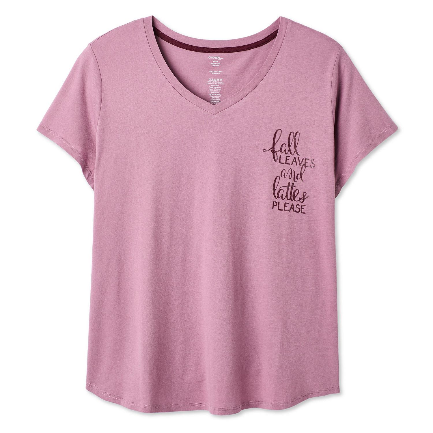 T-shirt de nuit avec encolure en V George Plus pour femmes