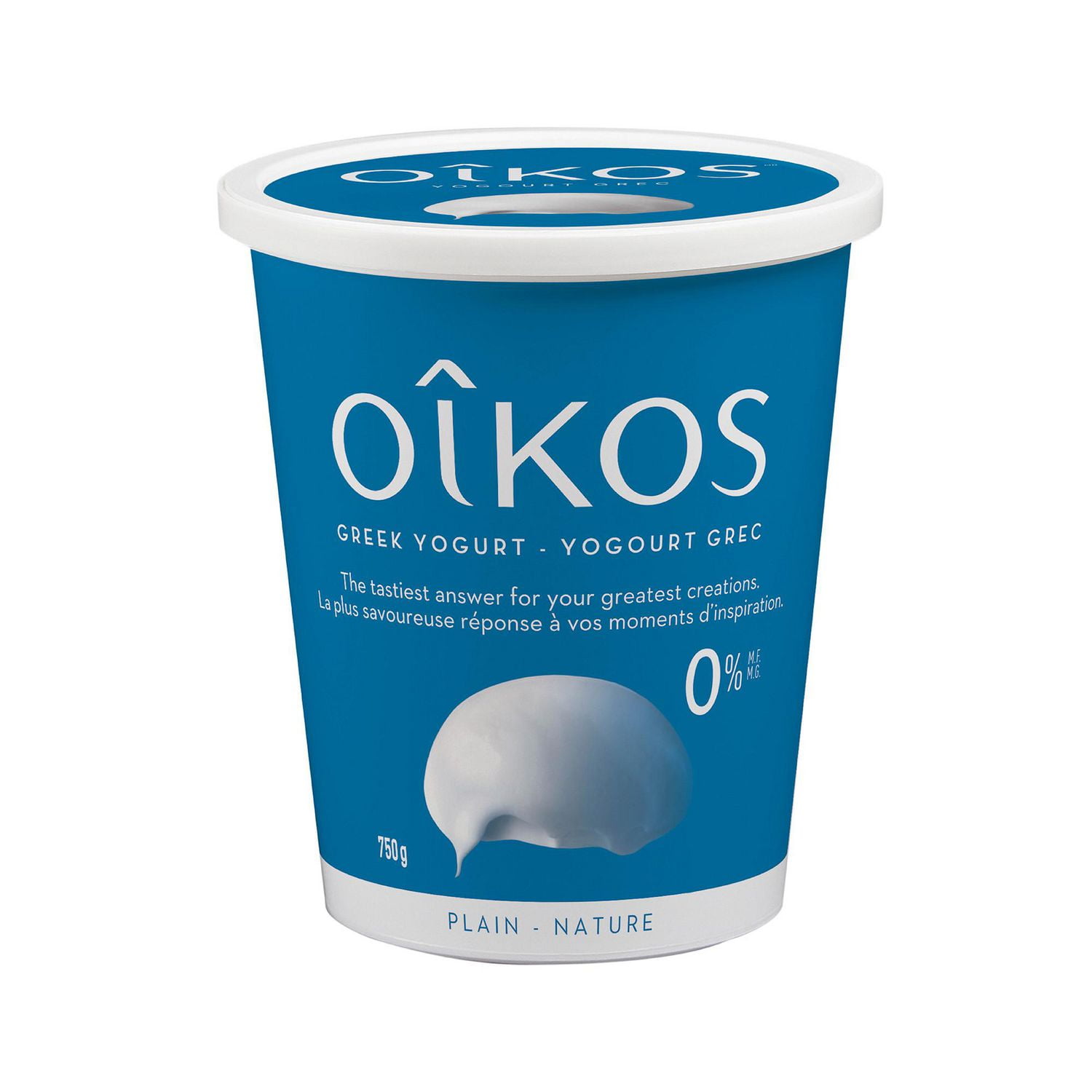 OIKOS Greek Yogurt, Fat Free, Plain, 0 MF, 750g Walmart Canada