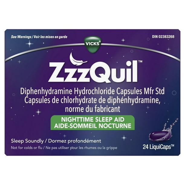 Aide-sommeil nocturne Vicks ZzzQuil LiquiCaps, 12 unités - SmartLabel™