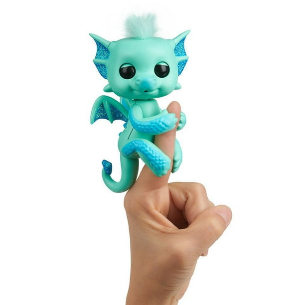 Dragons scintillants Fingerlings -  Noa (Vert-Bleu)  - Bébés animaux de compagnie à collectionner – Par WowWee
