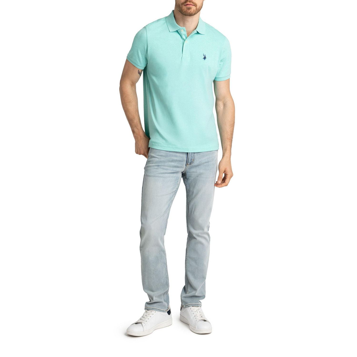 U.S. Polo Assn. Polo à Manches Courtes en Interlock Uni Pour Hommes Polo en interlock