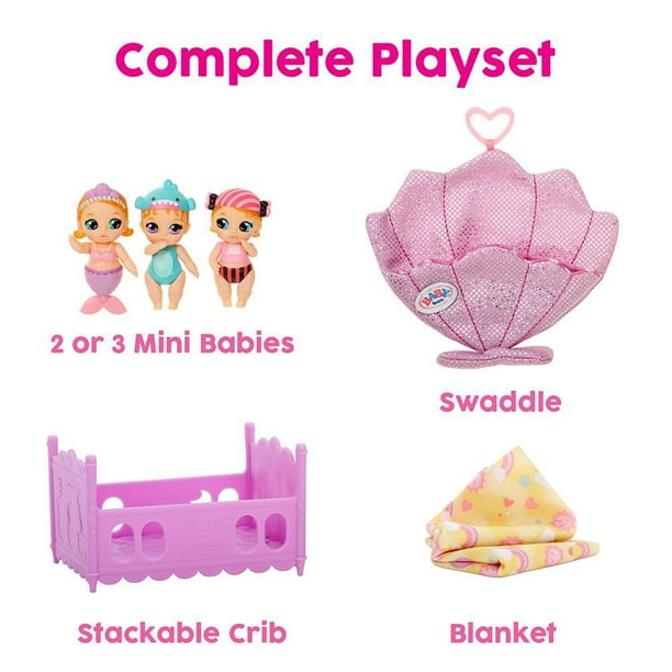 Mini bébés BABY BORNMD Surprise de la série 2 / déballez 2 ou 3 poupées  bébés surprises à collectionner avec un jeu de doux emmaillotement, de  couverture et de lit de bébé