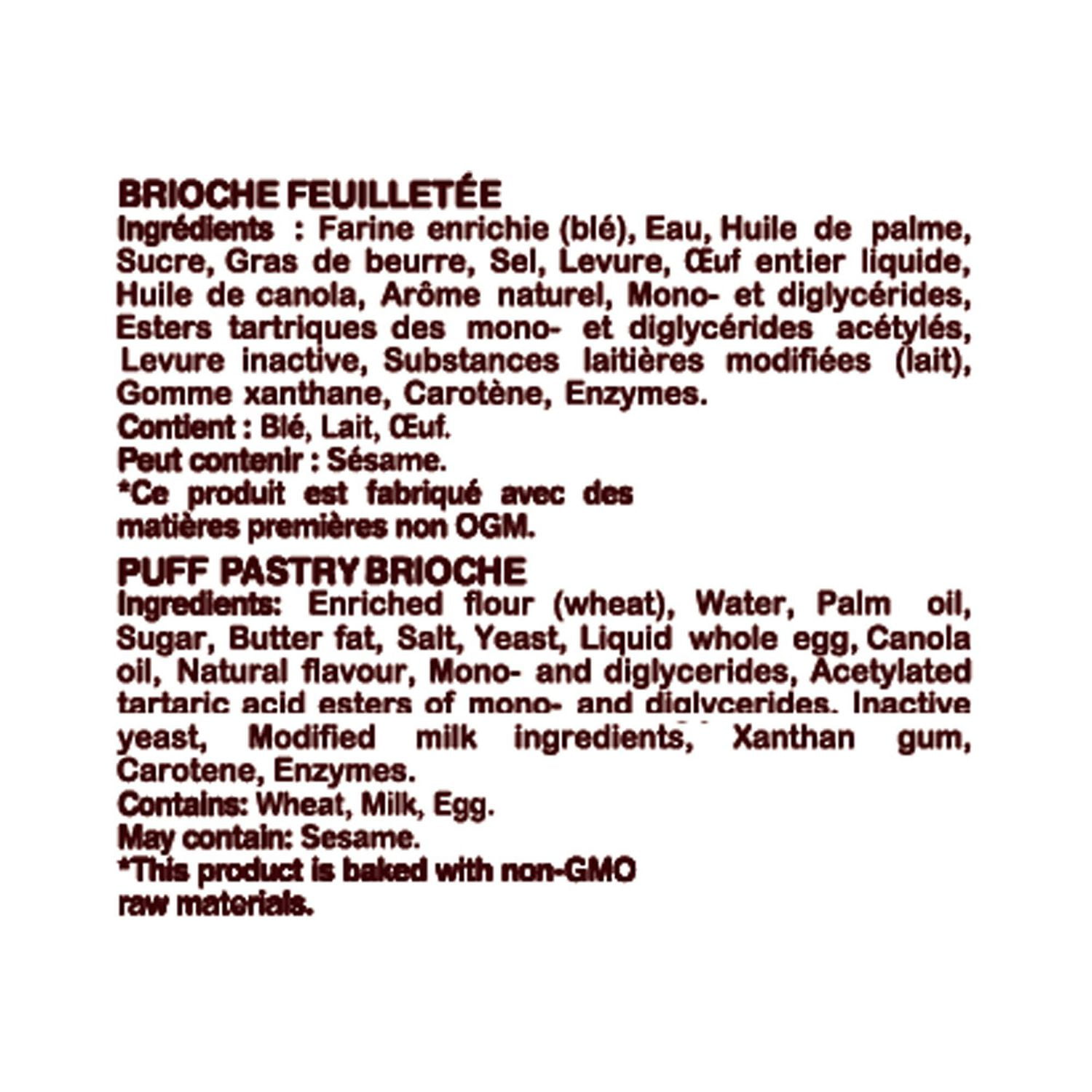 Buns feuilletés La fournée dorée 4 morceaux, total de 280 g