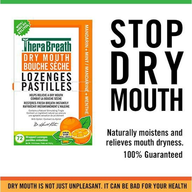 TheraBreath Dry Mouth Lozenges with Added ZINC - Mandarin Mint, Supports &  Enhances Your Natural Saliva Production