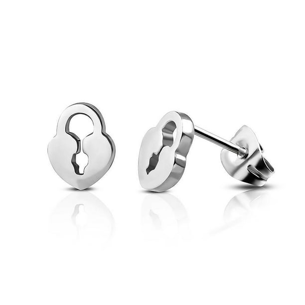 Boutons d’oreilles Pure316 en forme de cadenas à cœur d’amour pour femmes