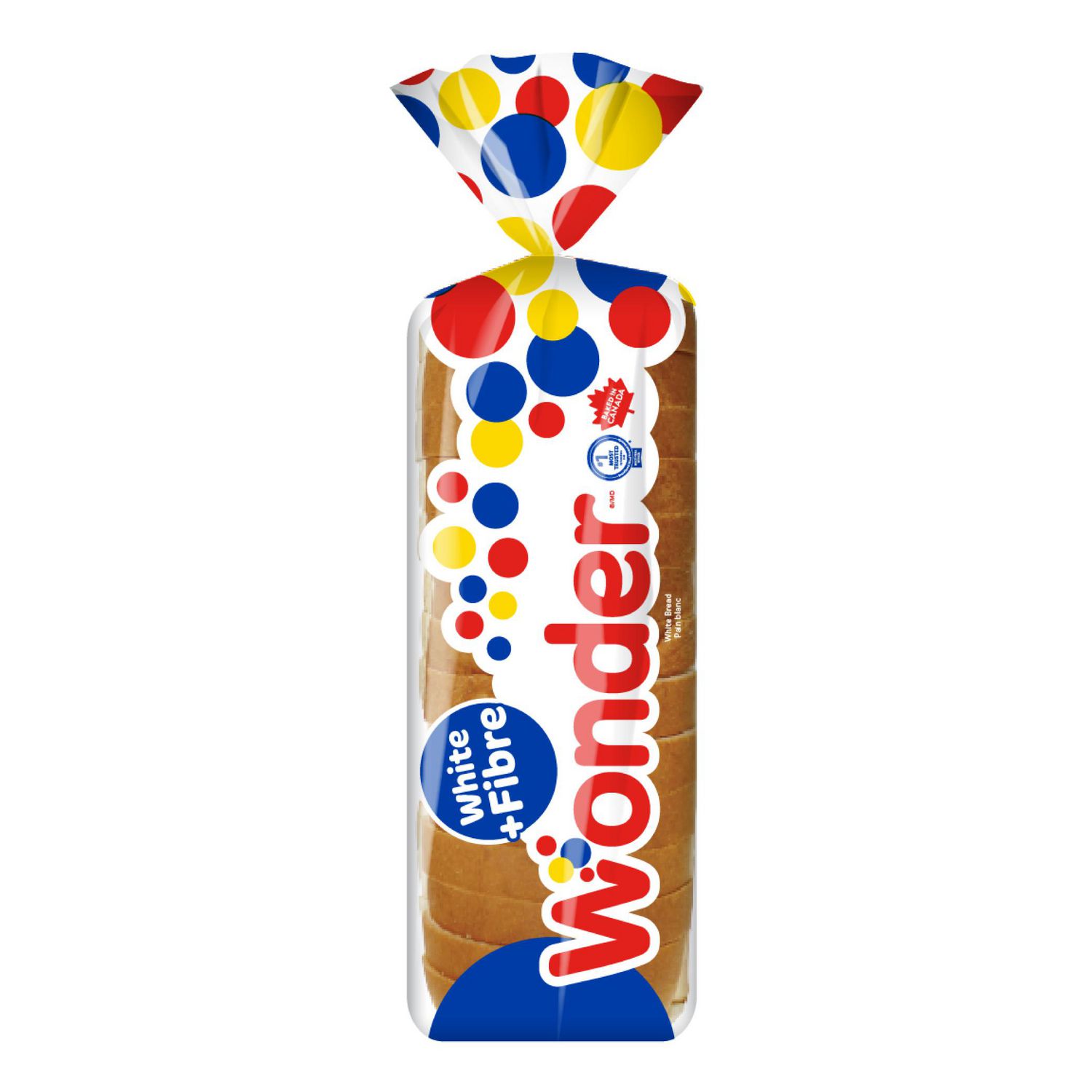 Wonder White + Fiber Sliced Bread, No Artificial Flavours or Colours, Baked in Canada, 675 g