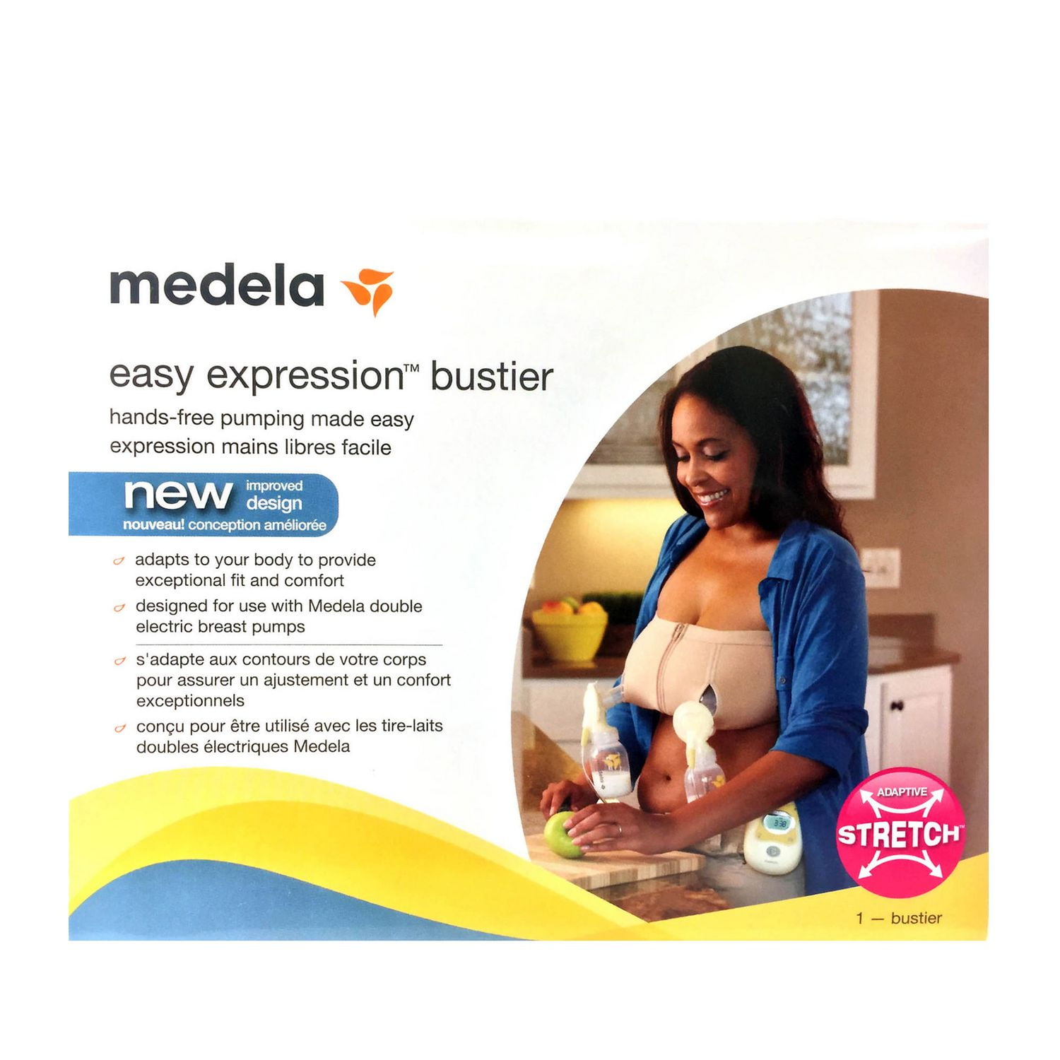 Medela Hands Free Pumping Bustier | Easy Expressing Pumping Bra with  Adaptive Stretch for Perfect Fit | Black Large