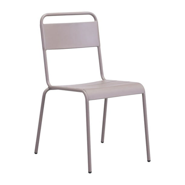 Ensemble de 2 pièces chaises de salle à manger d'extérieur Oh en métal à revêtement en poudre et par électrodéposition de Zuo Modern en taupe