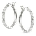 thumbnail image 1 of Créoles Quintessential en argent sterling avec cristal transparent, 1 of 4