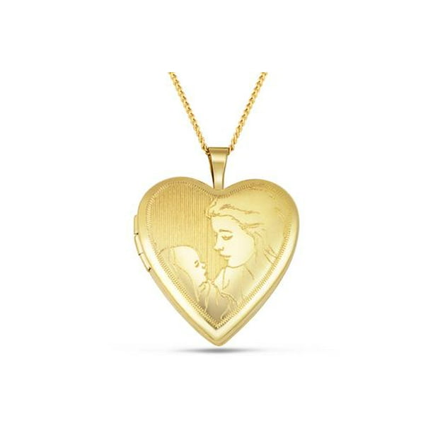 Médaillon Coeur Mère/Enfant en or doublé avec Chaîne