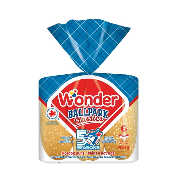 Wonder Ball Park Classic Hot Dog Buns, 6 Count, 432 g