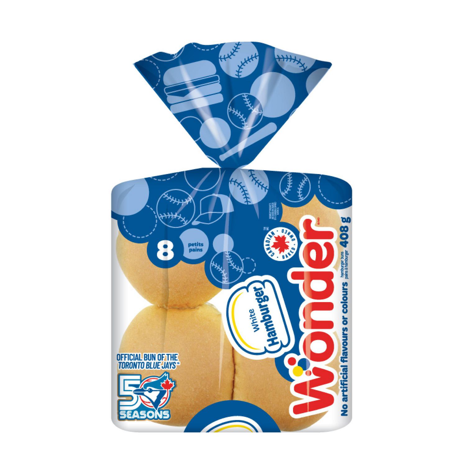 Wonder White Hamburger Buns, No Artificial Flavours or Colours, 8 Count, 408 g