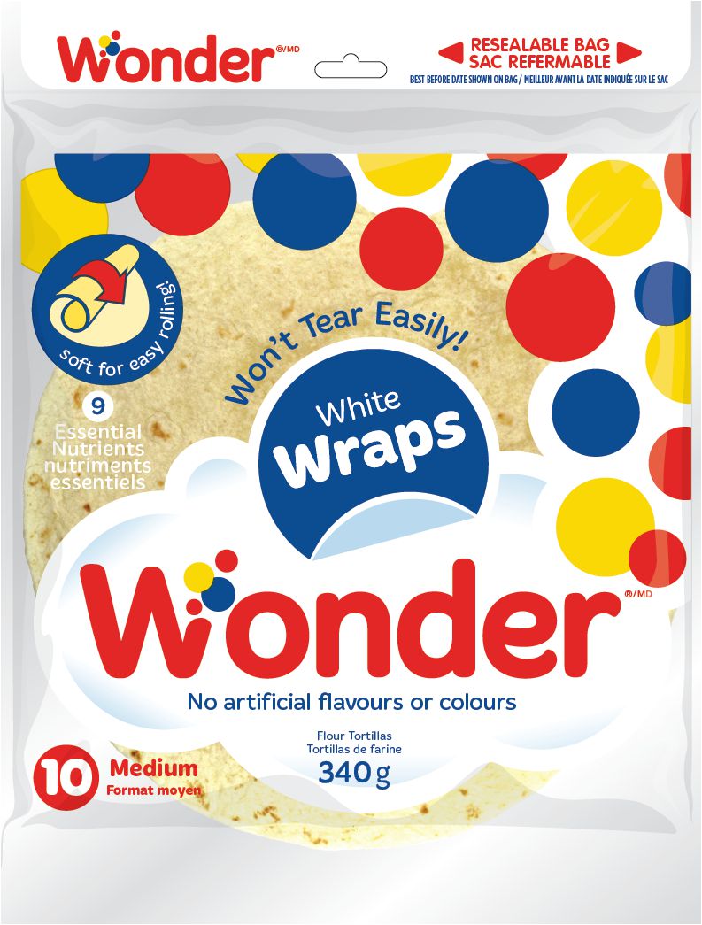 Wonder 7" Tortillas, Sans arômes ni colorants artificiels, 10 Pack, 340 g