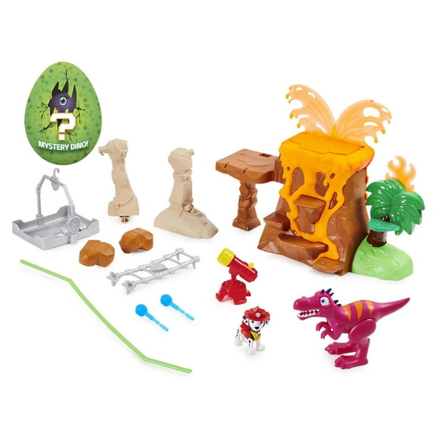 PAW Patrol, Dino Rescue Volcano Playset avec tyrolienne et 3 figurines exclusives, Exclusivité Walmart