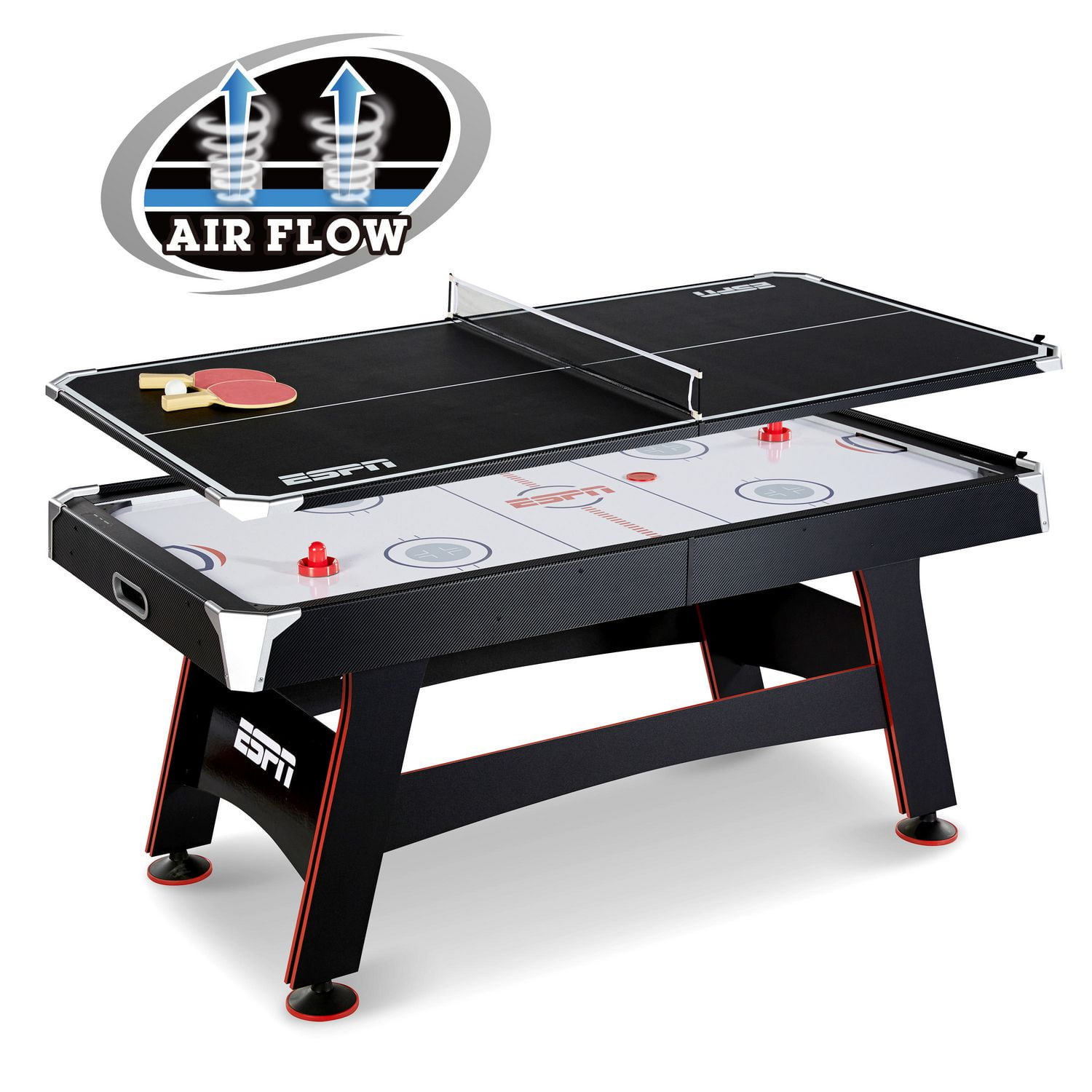 ESPN 72inch Air Powered Hockey Table with Table Tennis Top & InRail