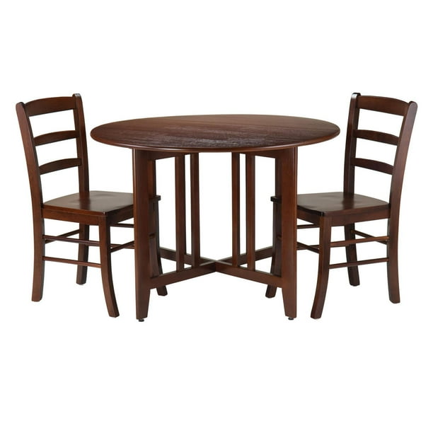 Table ronde à abattants 3 pièces Alamo avec 2 chaises à dossier à barrettes de Winsome - 94305