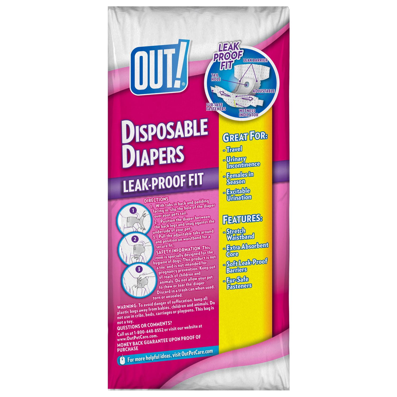 Out pet care outlet disposable female dog diapers