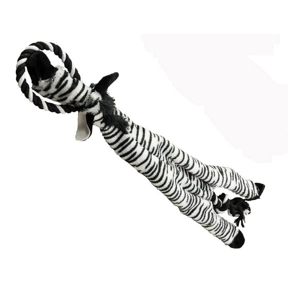 SPOT Skinneeez Extreme Jungle Zebra Stuffing Free Plush Tug Dog Toy