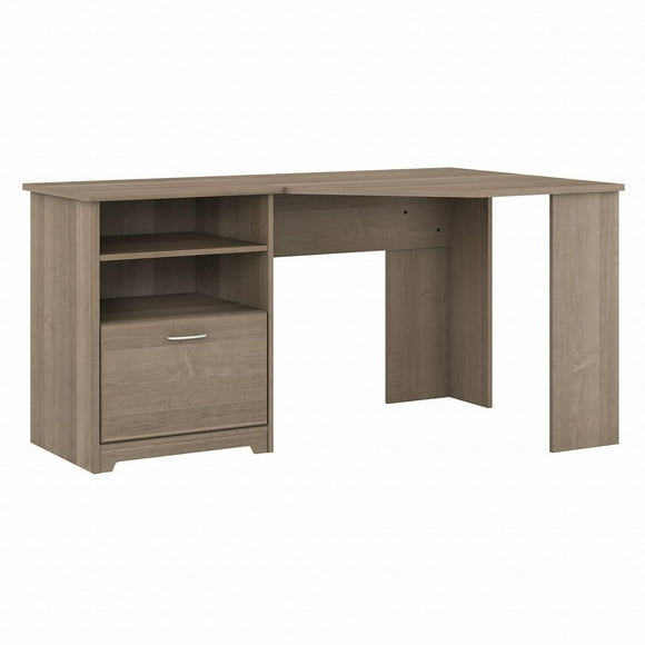 Bureau en coin 60L avec rangement Cabot de Bush Furniture, gris cendré