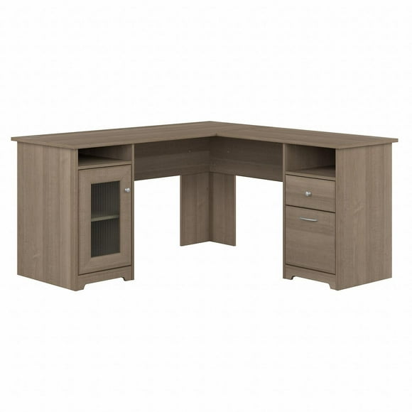 Bureau d’ordinateur en L 60L avec rangement Cabot de Bush Furniture, gris cendré