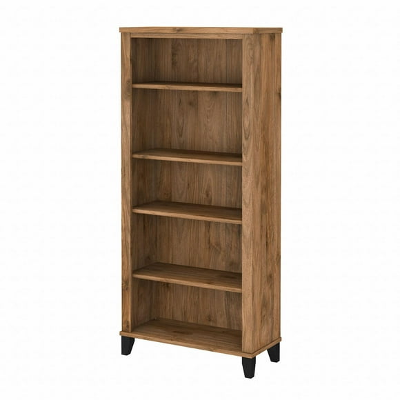 Bibliothèque haute à 5 tablettes Somerset de Bush Furniture, noyer frais