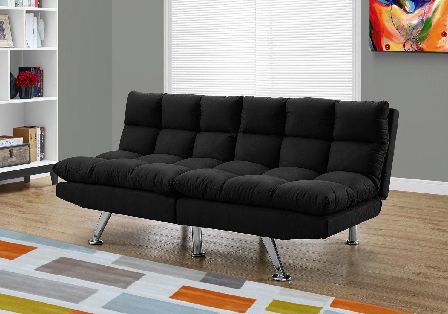 Monarch Specialties Inc Monarch Specialties Black Micro Suede Futon