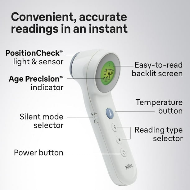 Thermomètre frontal sans toucher avec guide PositionCheck pour des