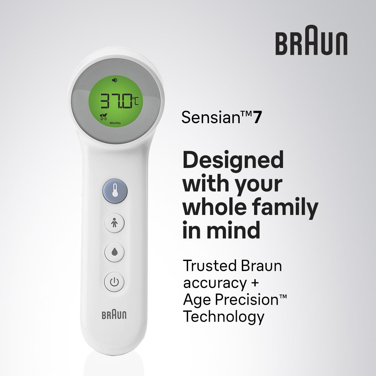 Thermomètre Braun BNT 400 sans contact + contact avec âge precision