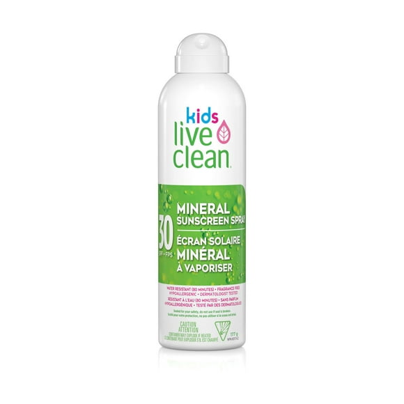 Live Clean Kids Mineral Sunscreen Spray SPF 30, 177 g, Sunscreen