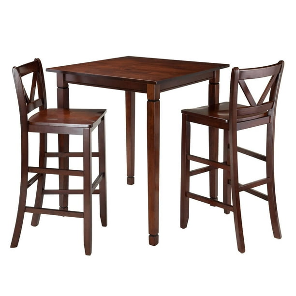 Table de salle à manger 3 pièces Kingsgate avec 2 chaises à dossier à barrette en V de Winsome - 94378