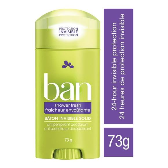 Ban Shower Fresh Invisible Solid Antiperspirant Deodorant, 73 g | Made in Canada
