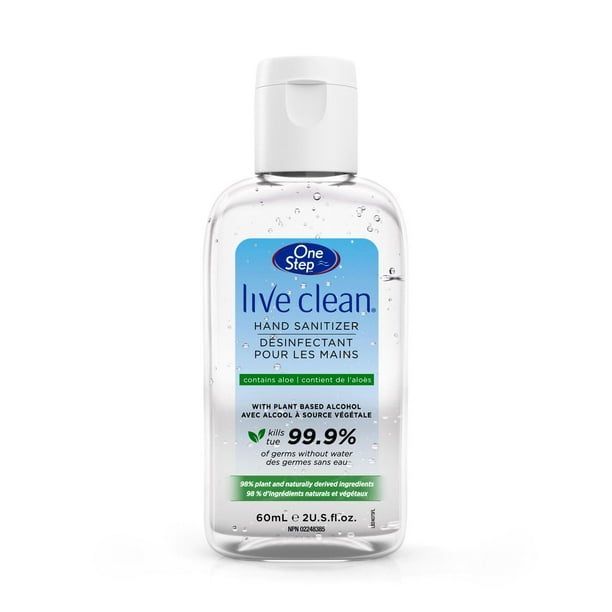 Désinfectant pour les mains avec aloès de Live Clean One Step 60 ml