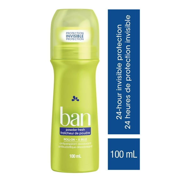 Ban Roll-On Antiperspirant Deodorant - Powder Fresh, 100 mL | Made in Canada