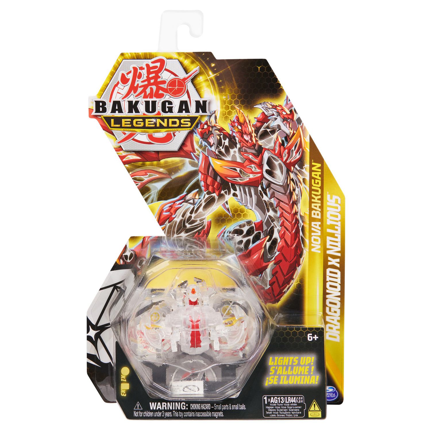 Bakugan Legends, Nova Dragonoid X Nillious (Clear), Light Up Bakugan Action  Figures, 1 Character Card and Metal Gate Card, Kids Toys for Boys Ages 6 