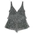 thumbnail image 3 of Krista Women's V Neck Mesh Tiered Ruffle Tankini Swim Top, 3 of 7