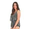 thumbnail image 4 of Krista Women's V Neck Mesh Tiered Ruffle Tankini Swim Top, 4 of 7