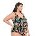 thumbnail image 2 of Krista Plus Women's V Neck Mesh Tiered Ruffle Tankini Swim Top, 2 of 3