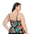 thumbnail image 3 of Krista Plus Women's V Neck Mesh Tiered Ruffle Tankini Swim Top, 3 of 3