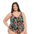 thumbnail image 1 of Krista Plus Women's V Neck Mesh Tiered Ruffle Tankini Swim Top, 1 of 3
