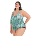thumbnail image 2 of Krista Plus Women's V Neck Mesh Tiered Ruffle Tankini Swim Top, 2 of 7