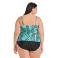 thumbnail image 4 of Krista Plus Women's V Neck Mesh Tiered Ruffle Tankini Swim Top, 4 of 7