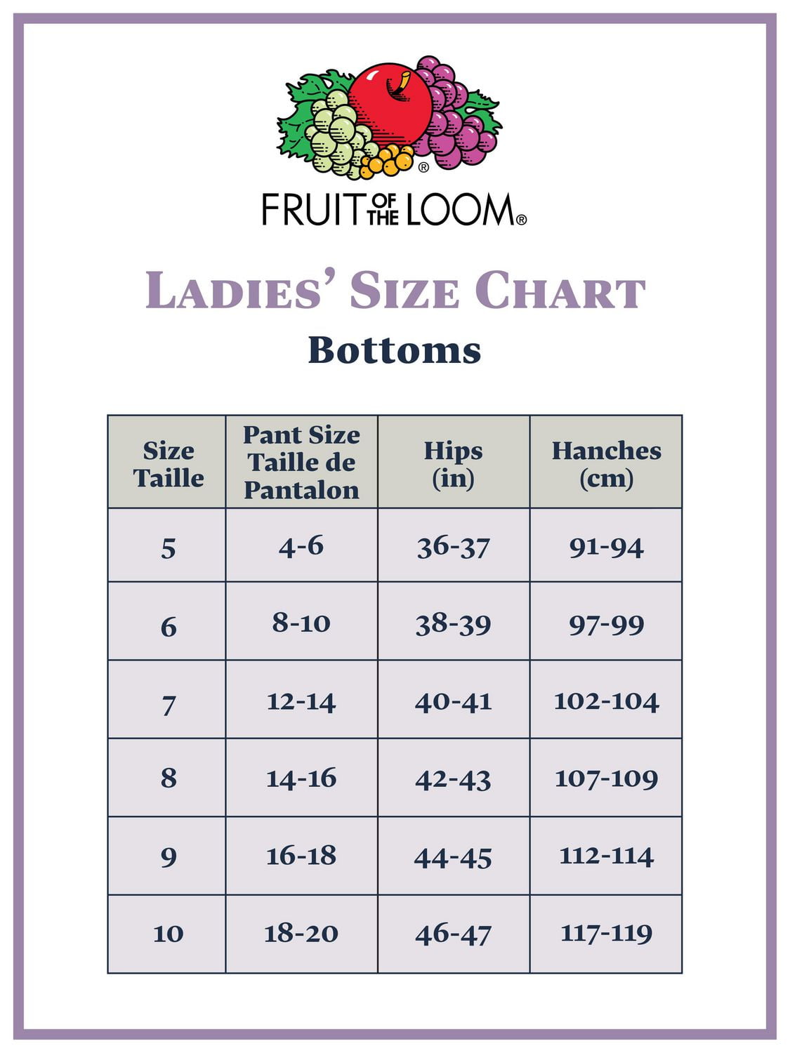 Bikini chiné Fruit of the Loom pour femmes, paquet assorti de 6 Tailles 5 à 9