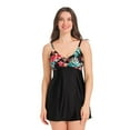 thumbnail image 1 of Krista Women's V-neck Ruched front One Piece Swim Dress, 1 of 7