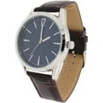 thumbnail image 2 of Men's Easy Read Analog Brown PU Strap Watch with Silver Cross Necklace, 2 of 2