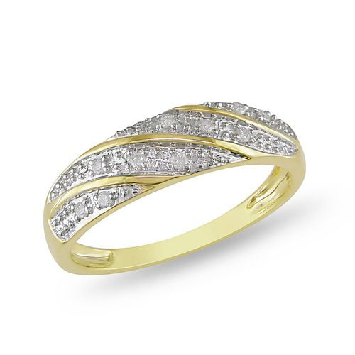 Miabella Bague de mariage pour hommes avec diamants 1/10 ct en or jaune 10 K