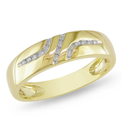 Miabella Bague de mariage pour hommes avec diamant 1/10 ct en or jaune 10 K