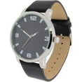 thumbnail image 2 of Men's Easy Read Analog Black PU Strap Watch with Silvertone Coin Necklace, 2 of 2