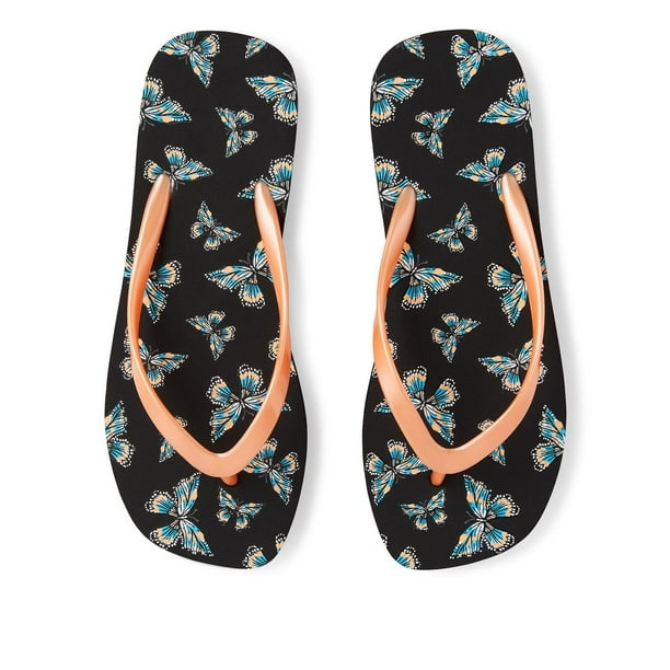 Time and Tru Women's Butterfly Flip Flops 